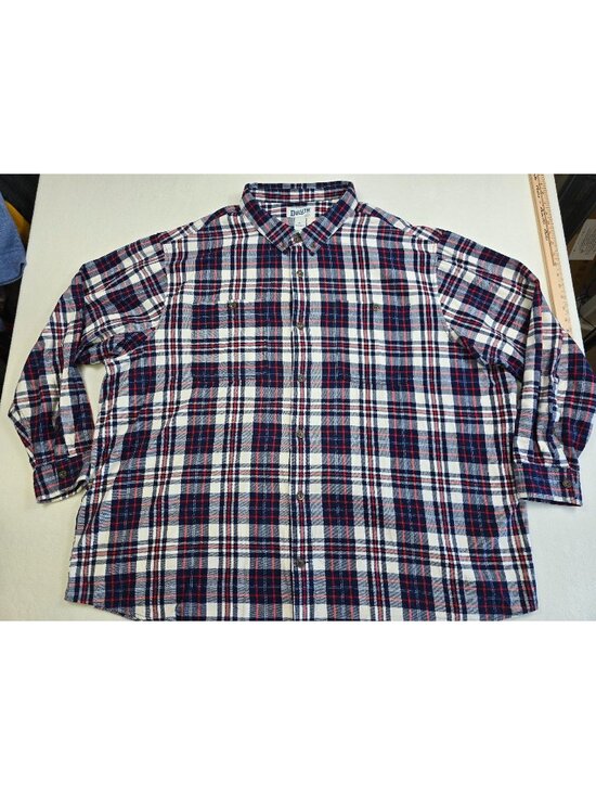 Duluth Trading Co Other - Duluth Trading Co 4XL Relaxed Fit Plaid Flannel Shirt Navy Blue Red